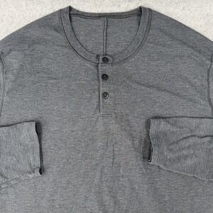 Lululemon Shirt Mens L Gray Henley Long Sleeve Button Pullover Athletic Active